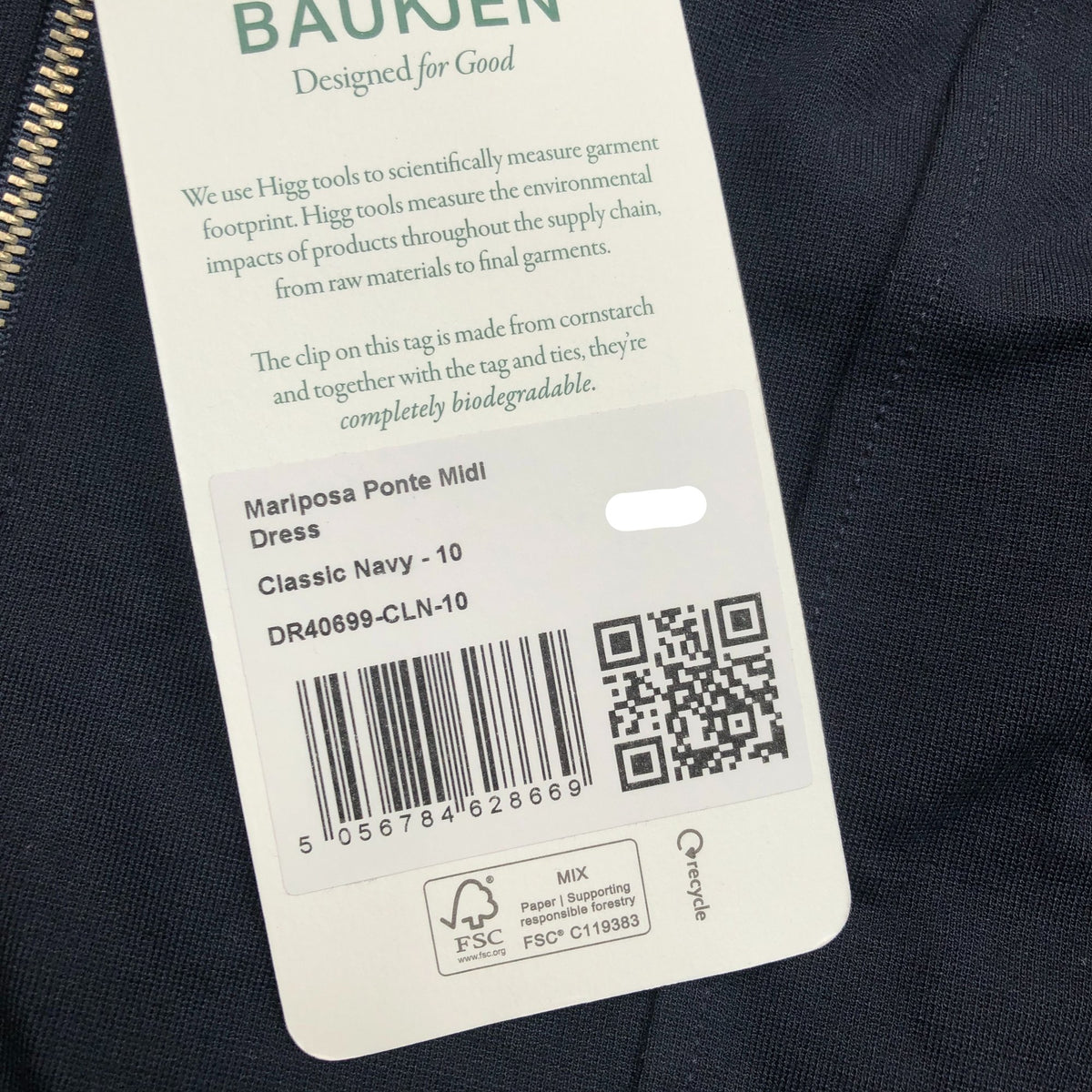 Baukjen Mariposa Ponte Midi Dress Classic Navy Size 10