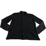 Cuban Collar Button Shirt Size Medium Men's Black Cotton