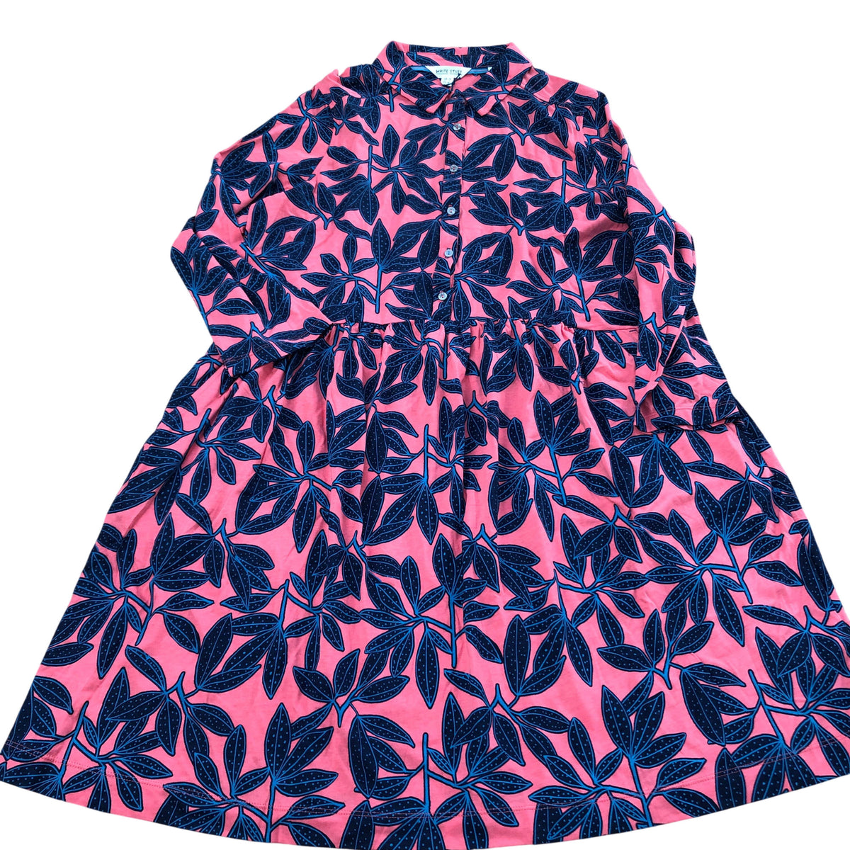 Floral Print Dress UK14 Women's Button Down Midi Length Coral