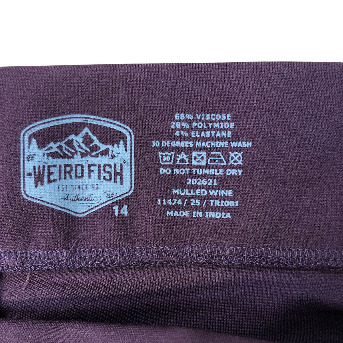 Weird Fish Leggings Size 14 Women's Mulled Wine Stretch Fit Comfort Wear