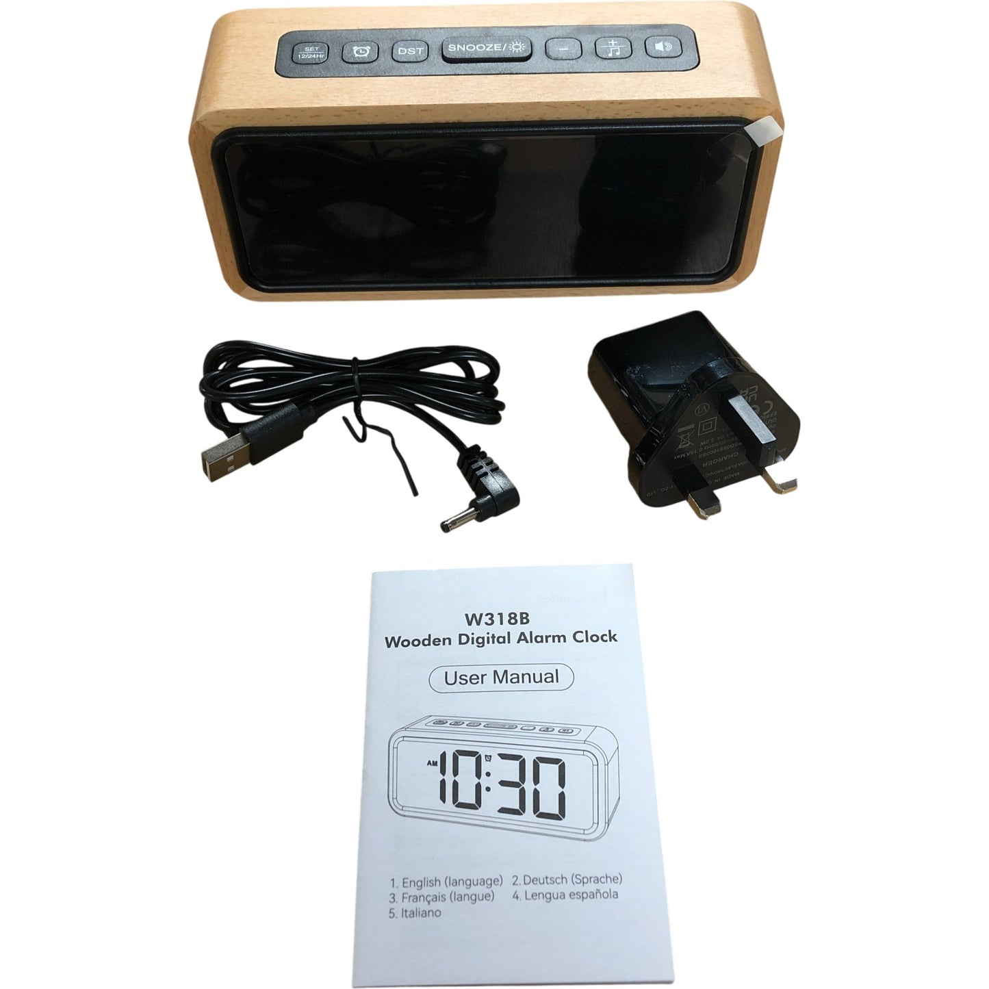 Netzu W318B Wooden Digital Alarm Clock Stylish Design Sleep Timer Function