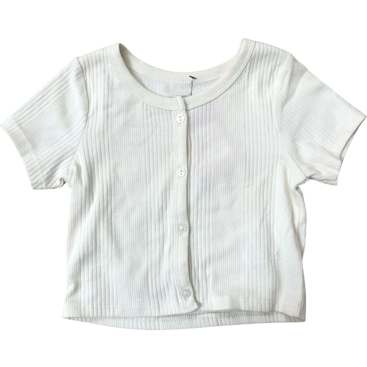 River Island Girls Ivory Ribbed Short Sleeve Top Size UK 5-6 Years Casual Wear