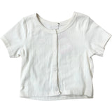 River Island Girls Ivory Ribbed Short Sleeve Top Size UK 5-6 Years Casual Wear