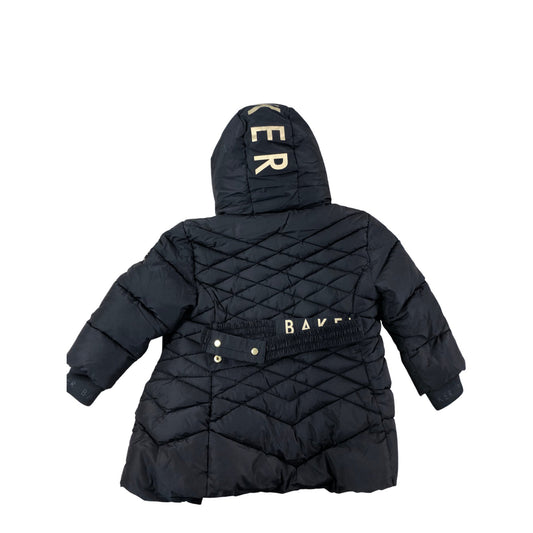 Baker By Ted Baker Puffer Jacket 4 Years Girls Black Quilted Hooded Outerwear