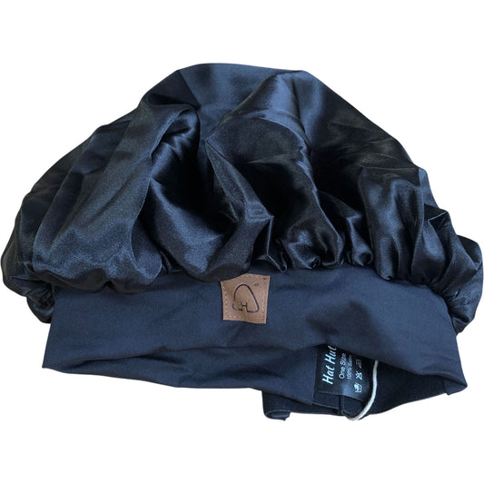 Hat Hut Satin Bonnet Black One Size Protect Shine Hair Sleep Cap