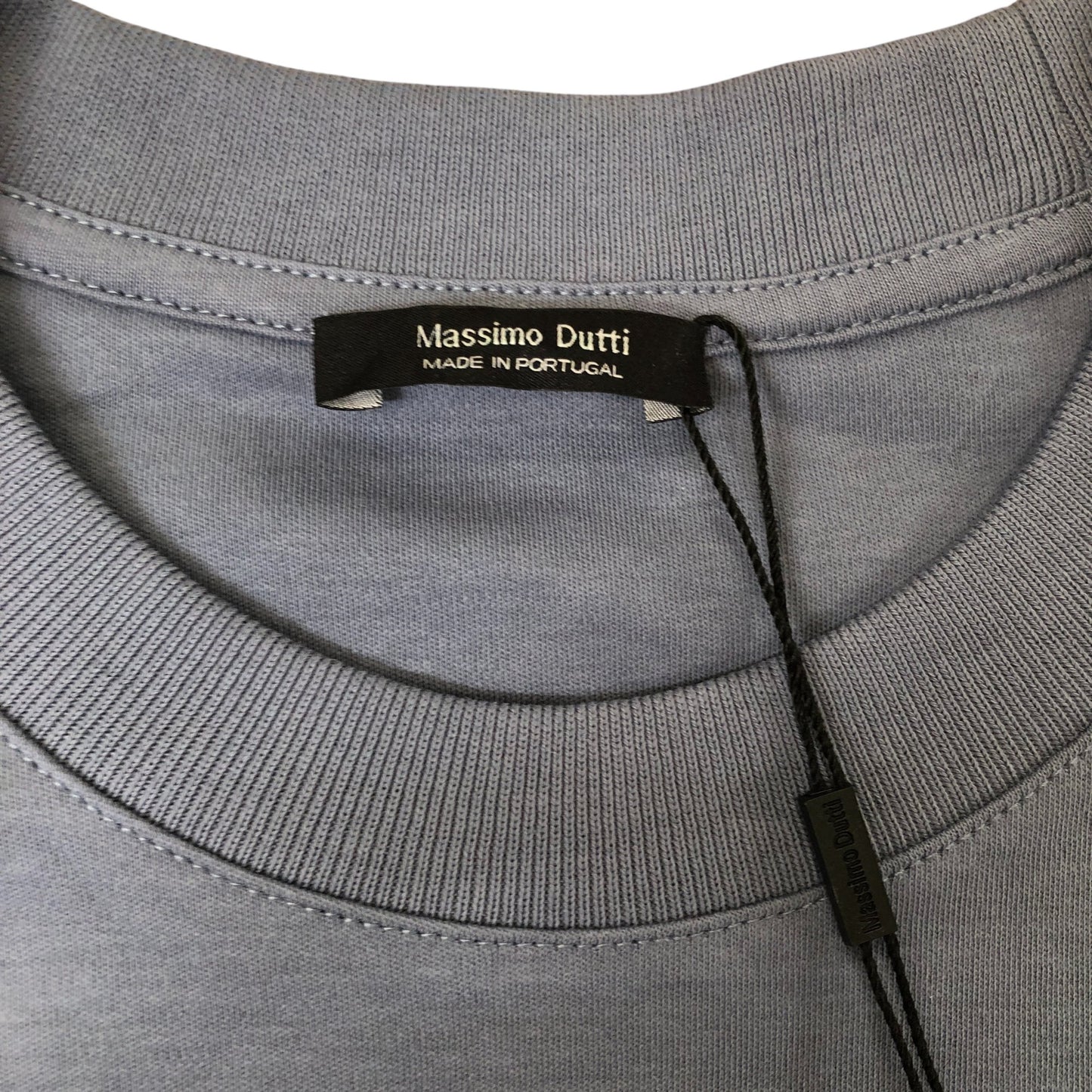 Massimo Dutti Men's T-Shirt Size L Blue Cotton Classic Fit Short Sleeve