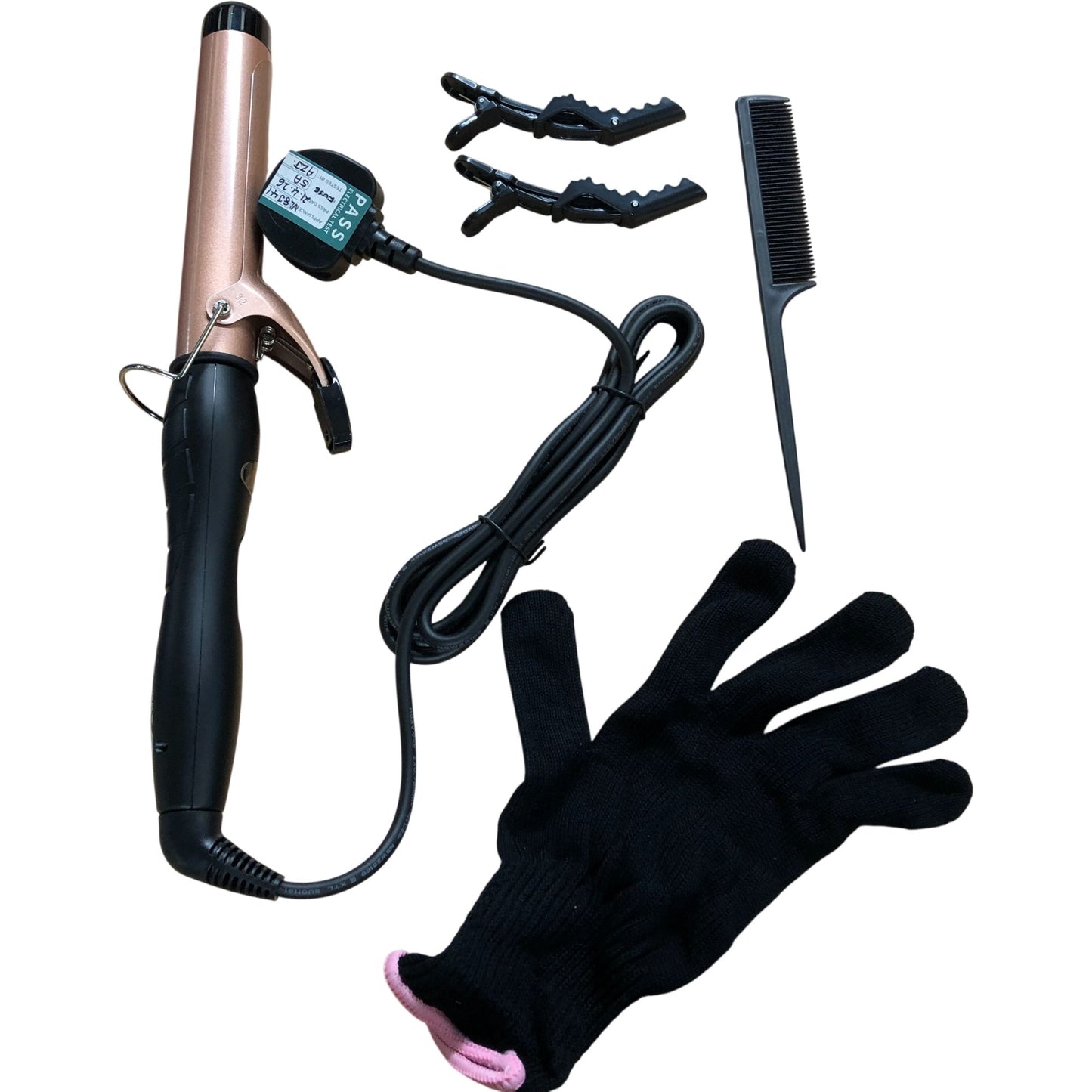 Professional Hair Curler KS-C101 32MM Wand with Heat Resistant Glove Clips Comb