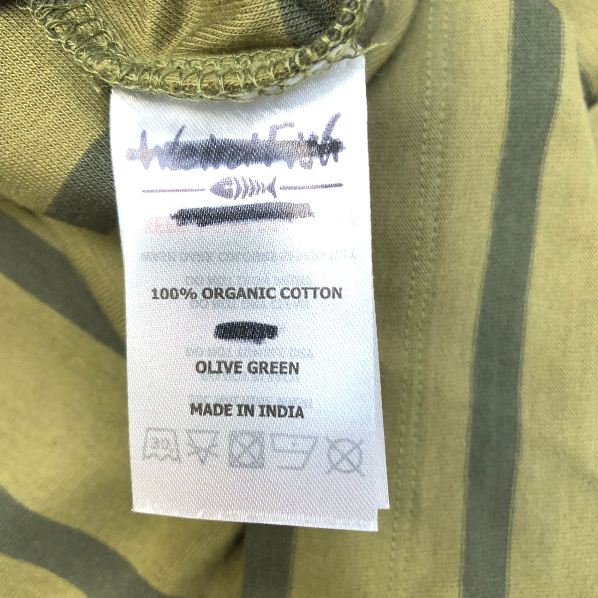 Weird Fish Olive Green Striped Top Women's 100 Percent Organic Cotton Size 14