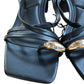 Simone Black Strappy Block Heeled Sandals Vegan Size 3