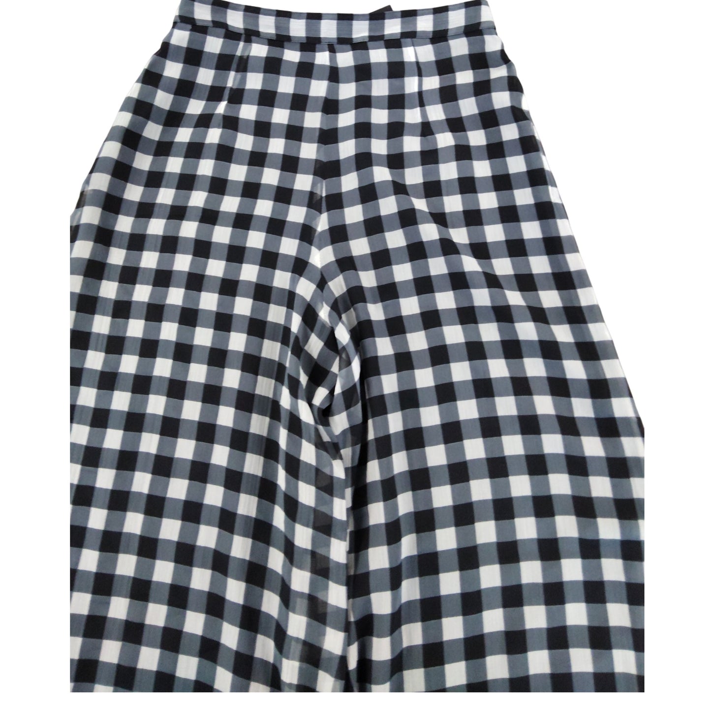 River Island Gingham Check Trousers UK6 Women's High Waisted Wide Leg Black
