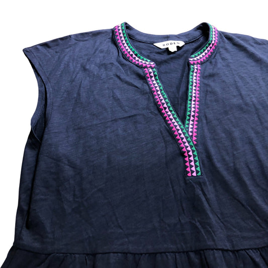 Navy Embroidered Short Dress - Size 20