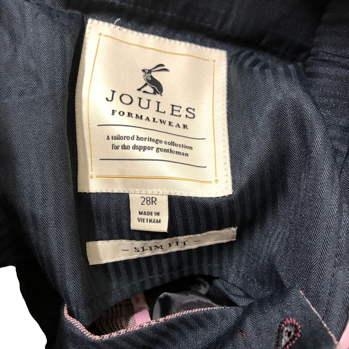 Joules Slim Fit Trousers Men's Check Pattern Formalwear Light Brown