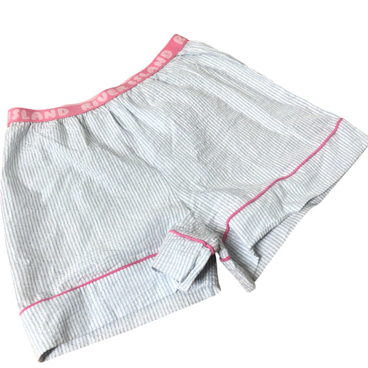 River Island Girl's Cotton Striped Shorts Pink Trim Comfortable Fit 13-14 Years