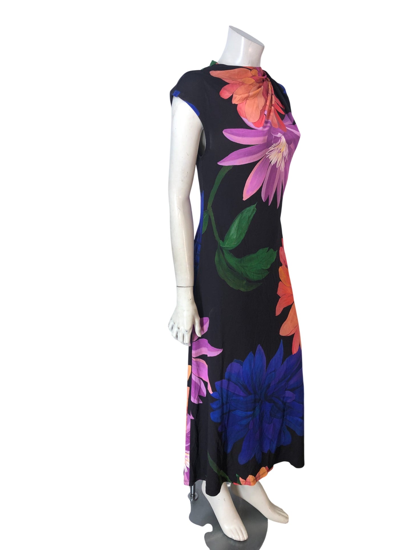 Ted Baker London Floral Print Dress UK 10 Women's Maxi Draped Neck Size 2