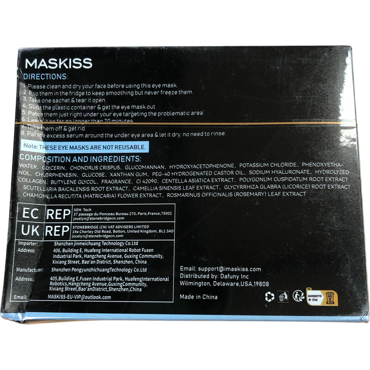 Maskiss Hyaluronic Acid Eye Mask 24 Pairs Hydrating Wrinkle Treatment