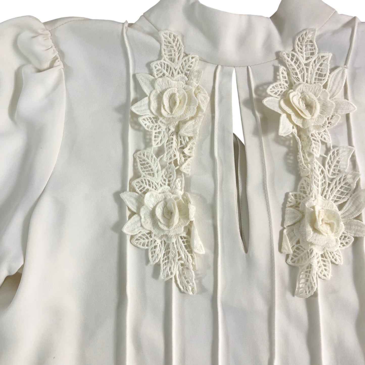 River Island Women's Elegant White Blouse UK 6 Embroidered Floral Detail Top