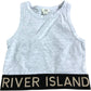 River Island Crop Top UK5-6 Years Girls Grey with Black Logo Trim
