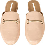 Crocodile Print Mules Women's Slip On Shoes Beige UK2.5