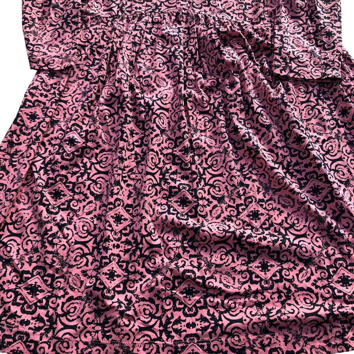 Pink Floral Long Sleeve Dress UK Size 6 Women's Casual Retro Style