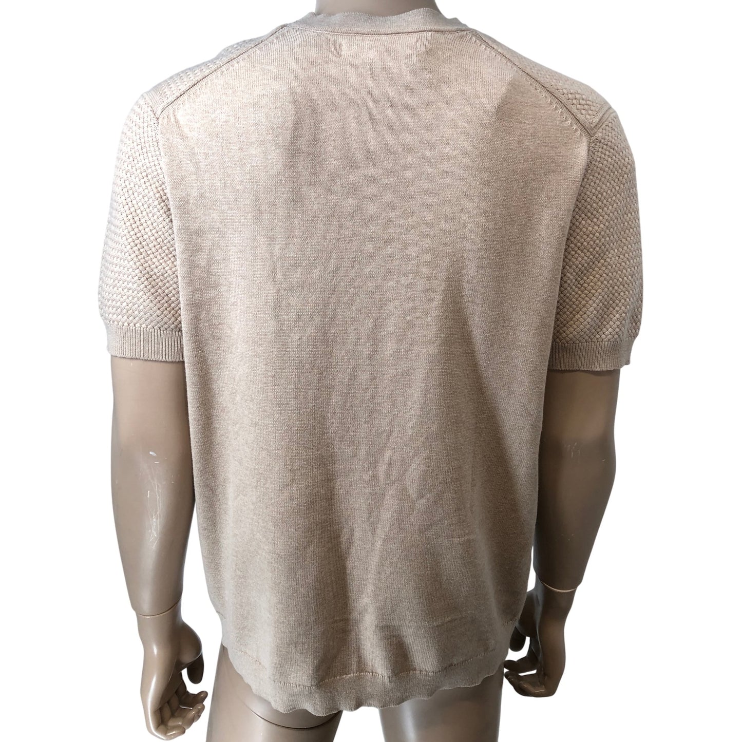 River Island Light Stone Short Sleeve Crew Neck Sweater L Men's Casual Knit