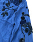 Women's Blue Blouse Cotton Floral Embroidery Long Sleeve