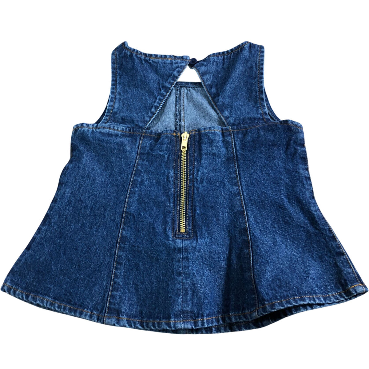 River Island Denim Top UK7-8 Years Girls Sleeveless Cotton Zip Back