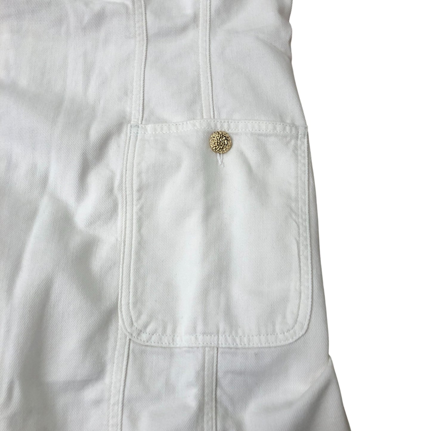 White Denim Shift Mini Dress With Pockets Size 18