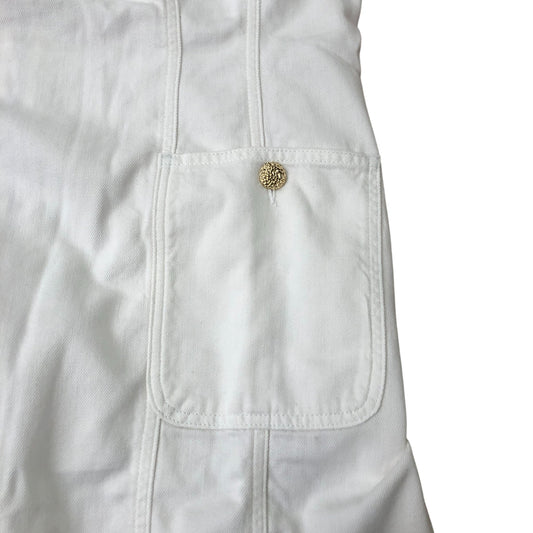 White Denim Shift Mini Dress With Pockets Size 18