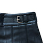 River Island Girls Pleated Skirt 9-10 Years Black Faux Leather Zip Detail