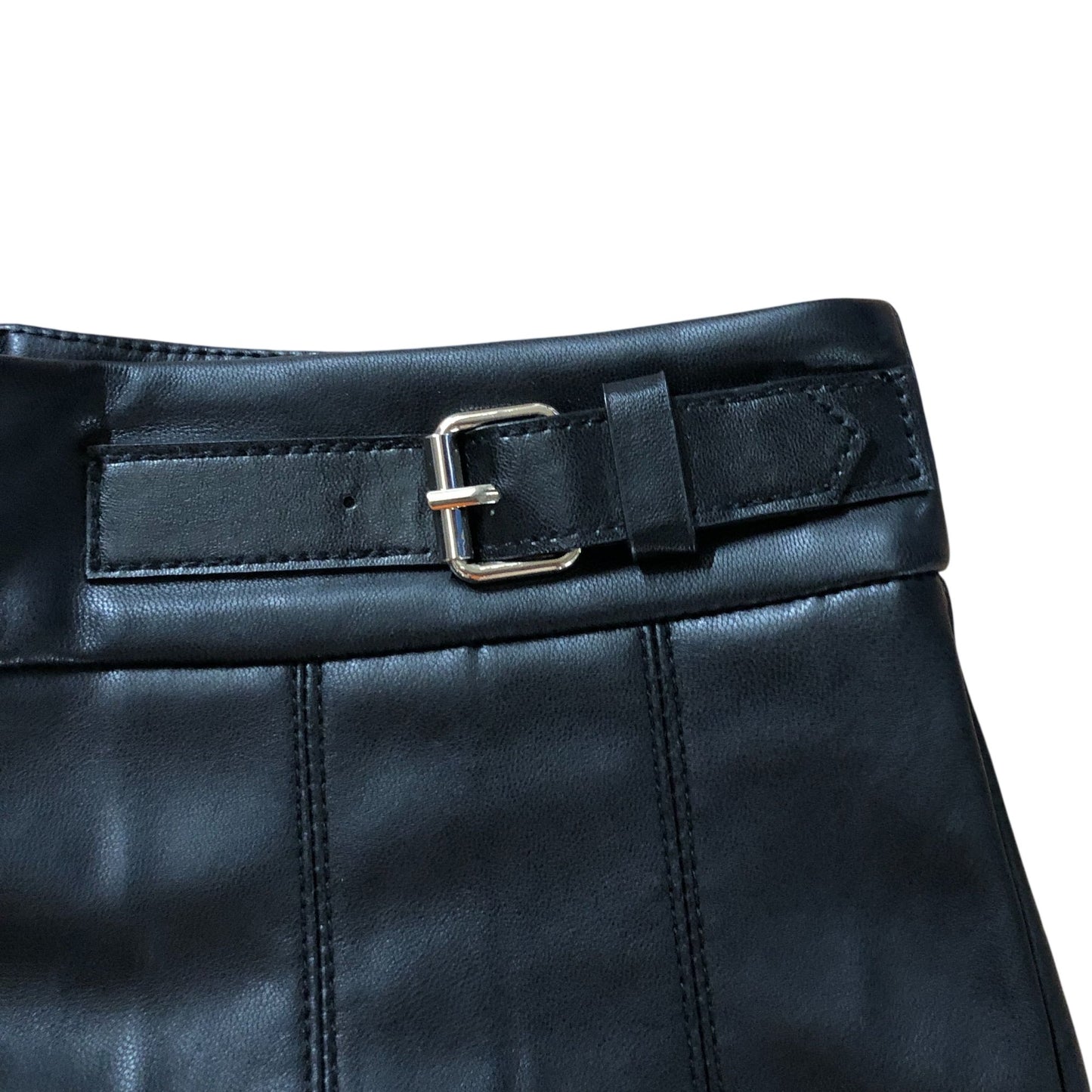 River Island Girls Pleated Skirt 9-10 Years Black Faux Leather Zip Detail