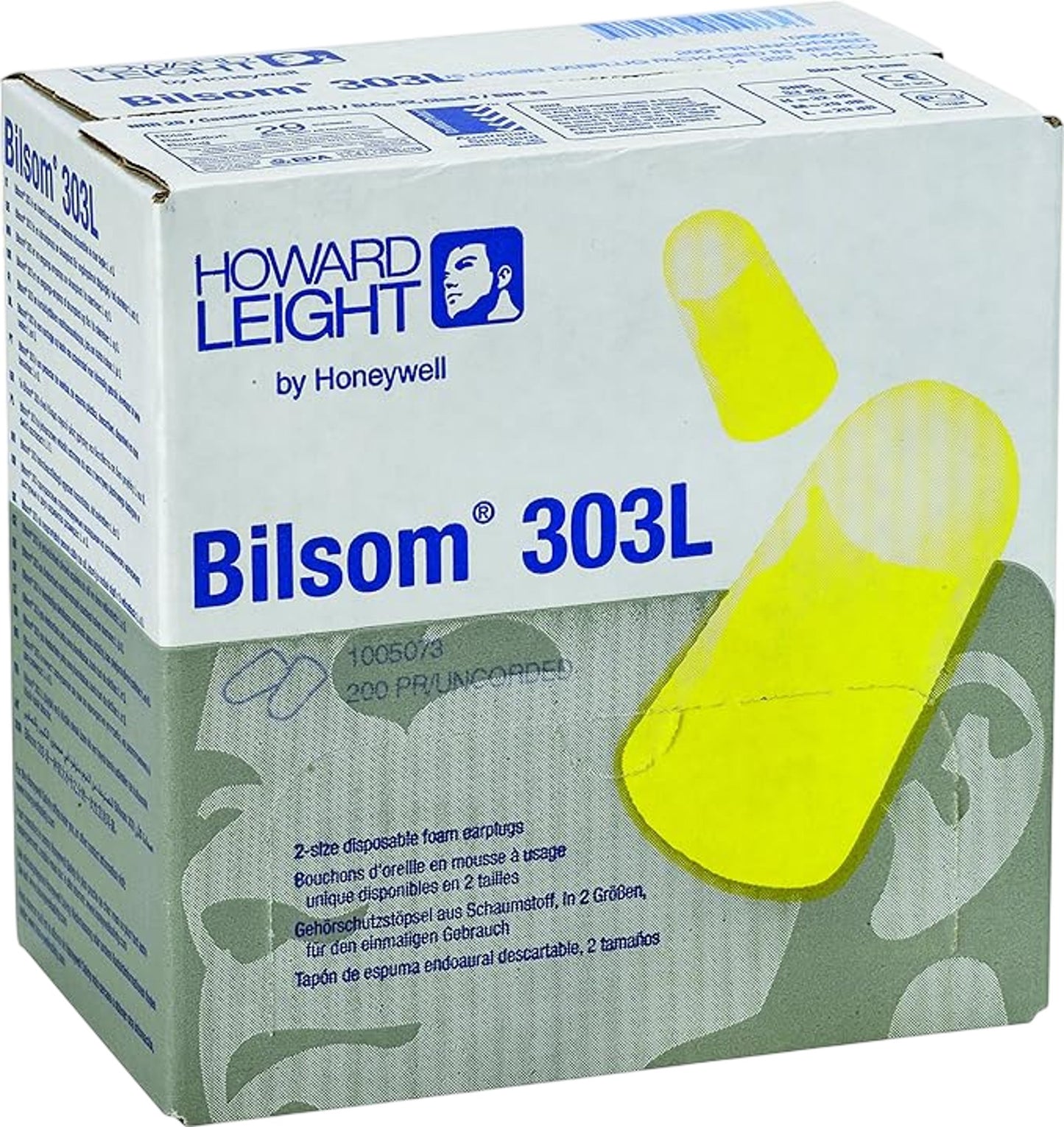 HOWARD LEIGHT 303L Disposable Ear Plugs Foam Hearing Protection Pack of 200