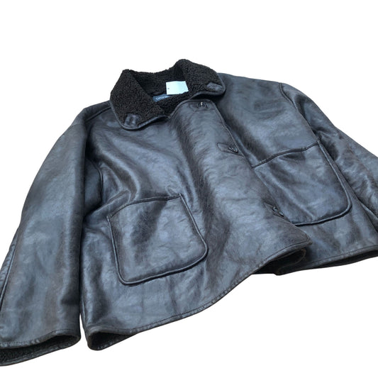 Women's Brown Faux Leather Jacket Casual Coat XXL UK24-26