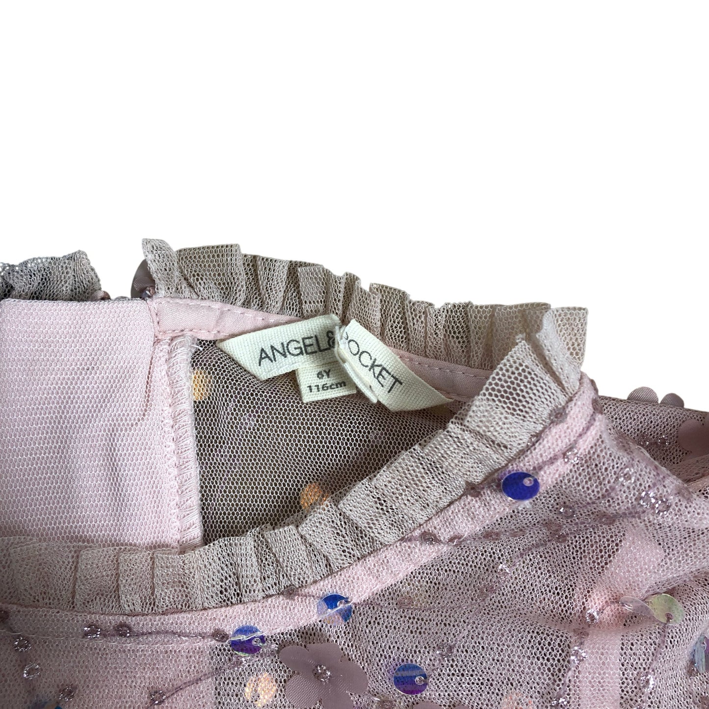 Angel & Rocket Girls Dress Size 6-7 Years Pink Sequined Floral Occasion Wear
