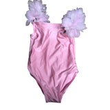 River Island Pink One Piece Swimsuit 12-18 Months Baby with Floral Details