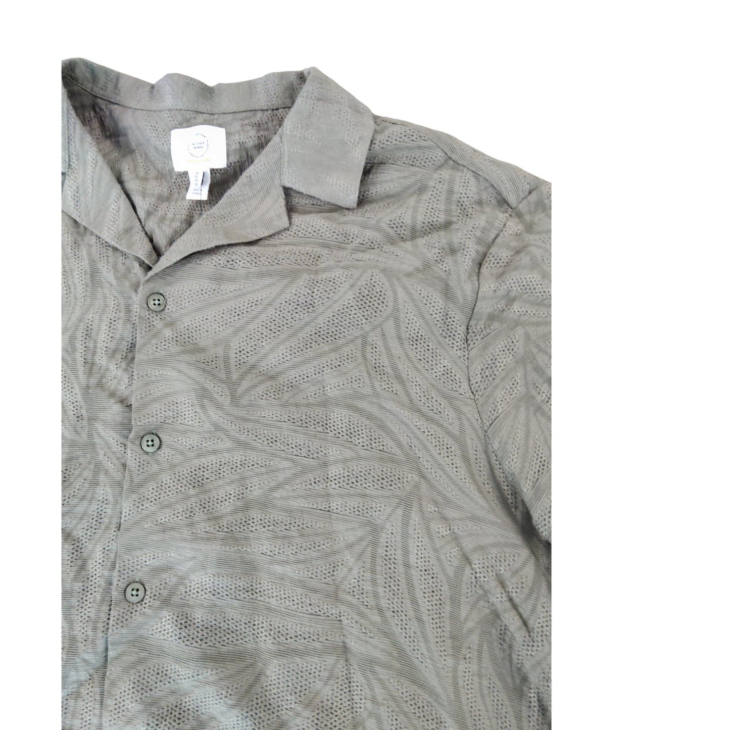 River Island Short Sleeve Shirt UK XL Men's Casual Green Leaf Print Top