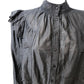 River Island UK10 Women's Black Blouse Victorian Style Ruffle Embroidery Top