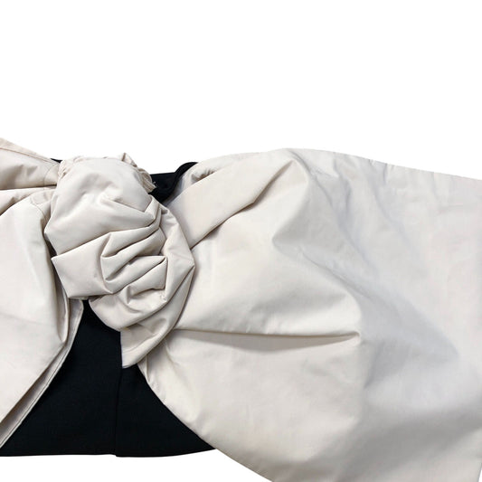 River Island Oversized Bow Bandeau Top Black/Beige