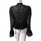 Branded Black Lace Peplum Top Size 12 Women's Ruffle Detail Romantic Style