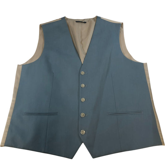 Blue Waistcoat Men's Formal Vest Polyester Blend Smart Casual 46" Regular