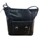 Conka Leather Shoulder Bag Women Navy Blue Multi Pocket Stylish Handbag
