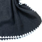 Pom Pom Edge Outerwear Knitted Black Poncho One Size