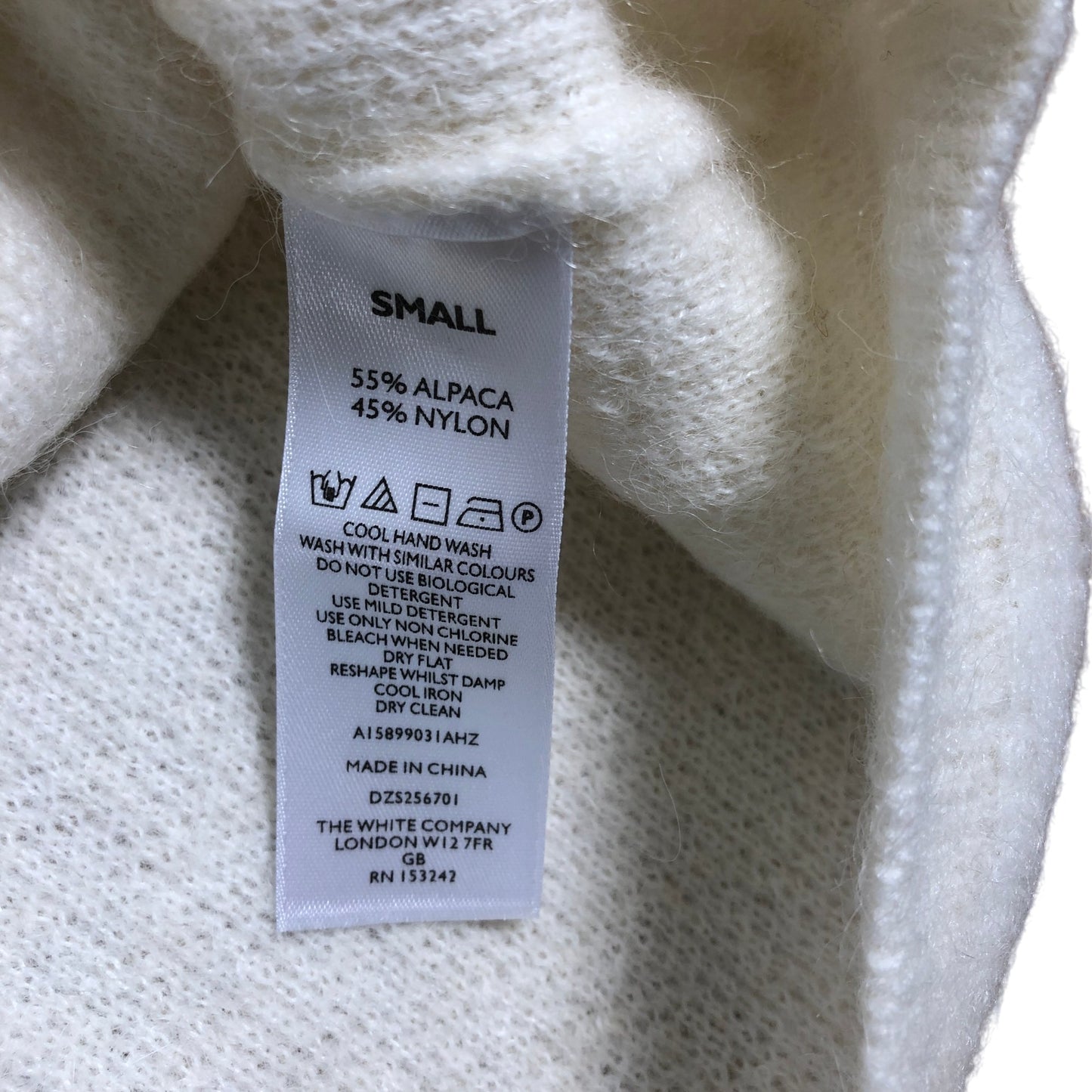 Branded Textured Loop Knit Sweater 96 Alpaca 4 Wool Cream Size Small