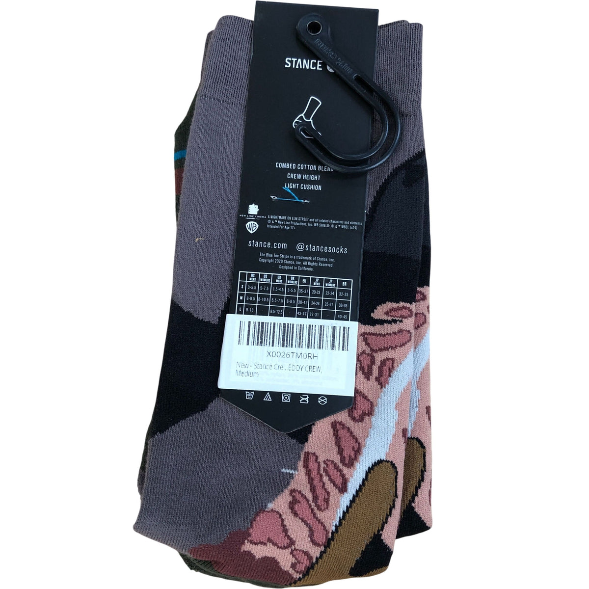 Stance NIghtmare On Elm Street Socks Unisex Medium Crew M5.5-7.5 W6-8.5