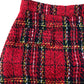 River Island Red Check Pattern Mini Skirt Size 12 Women's Tweed Style Elegant