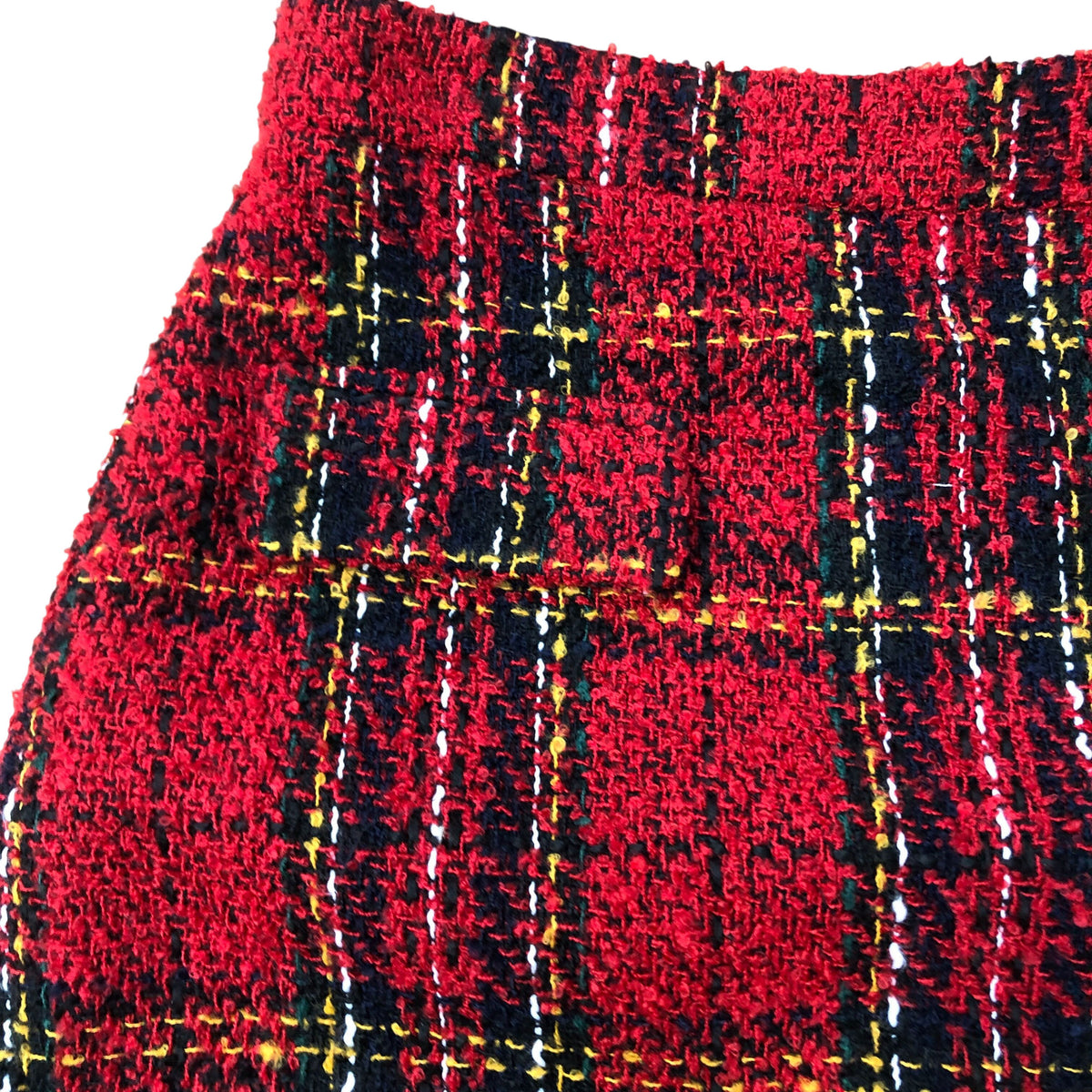 River Island Red Check Pattern Mini Skirt Size 12 Women's Tweed Style Elegant
