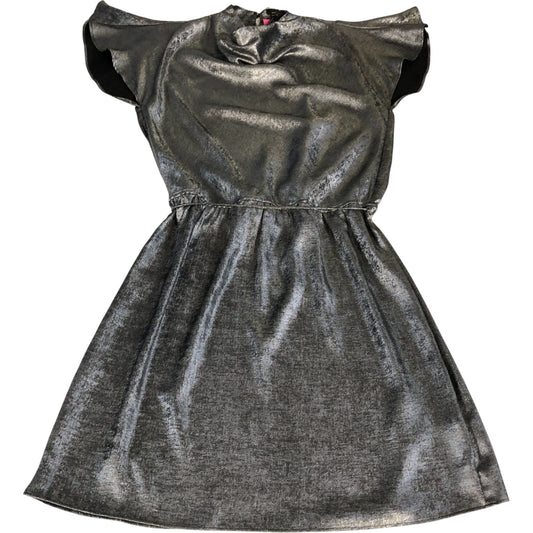 River Island Metallic Dress Size 12 Women's Short Sleeve Silver