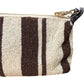 Isla Stripe Beaded Clutch Bag Brown & Cream Gold Handle