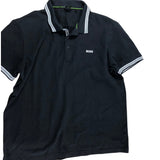 BOSS Regular Fit Polo Shirt 3XL Men's Black With White Stripes Classic Style