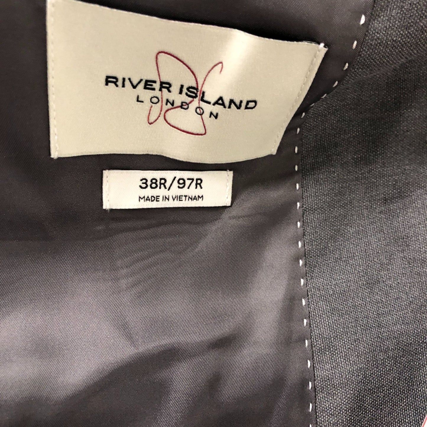 River Island Slim Fit Jacket 38R Men's Grey Tailored Suit Casual Wear