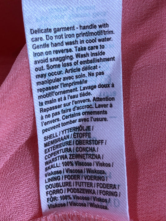 River Island Pink Floral Top UK12 Women's Casual Lightweight Viscose